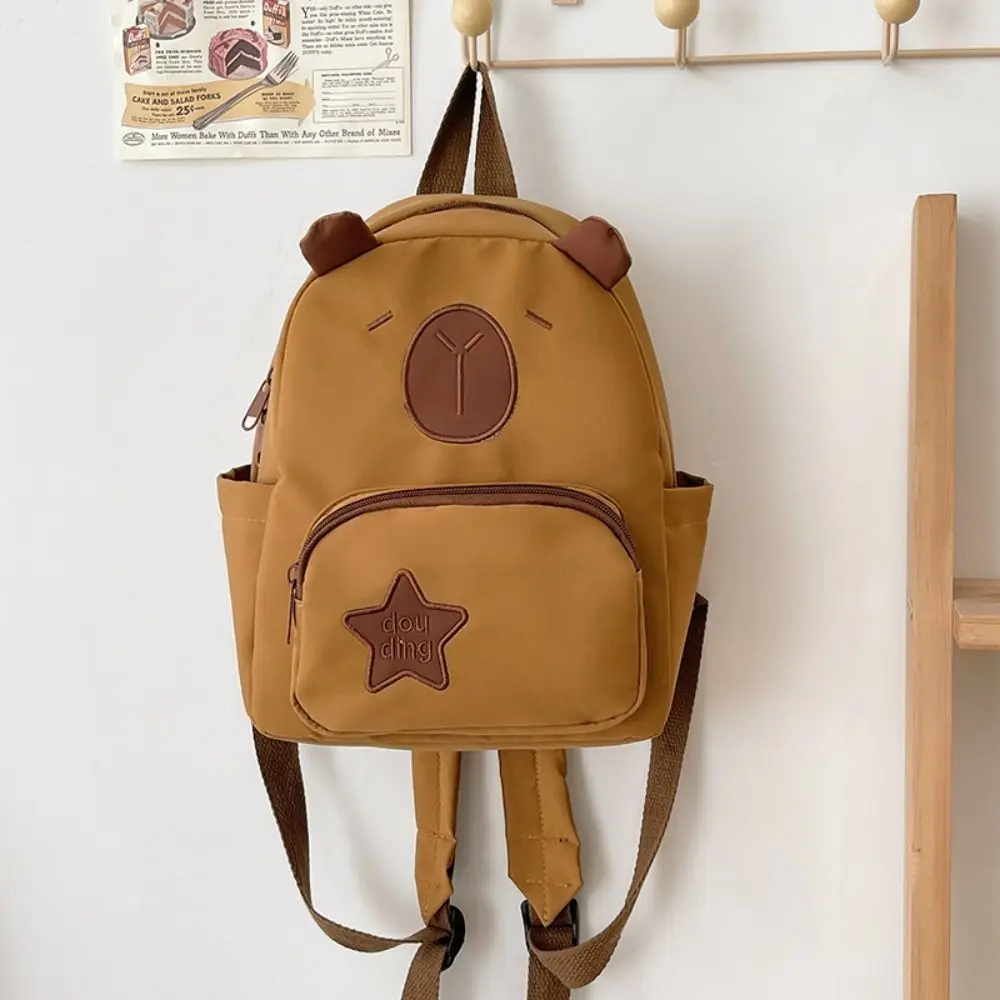 Mochila capivara dos desenhos animados, Saco de escola infantil, alça ajustável, bolsa de ombro capivara impermeável, saco de viagem