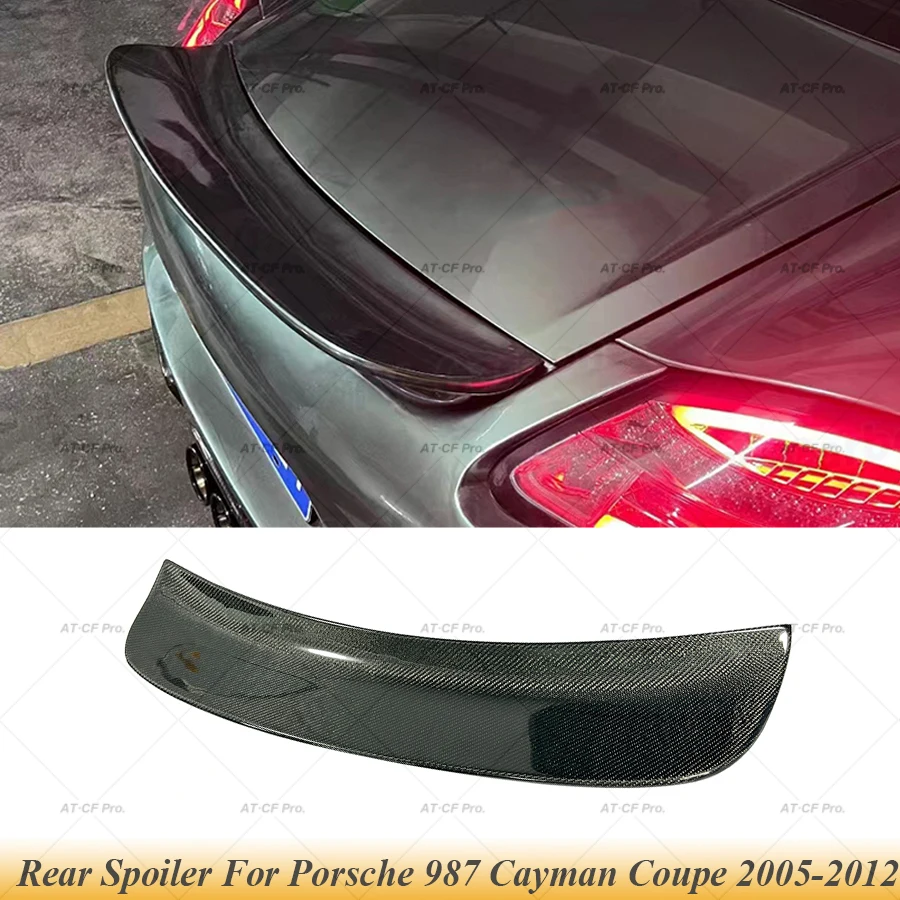 987 vera fibra di carbonio auto posteriore tronco ala Spoiler per Porsche 987 Cayman Coupe 2005-2012 tronco posteriore Boot Lip Wing Spoiler FRP