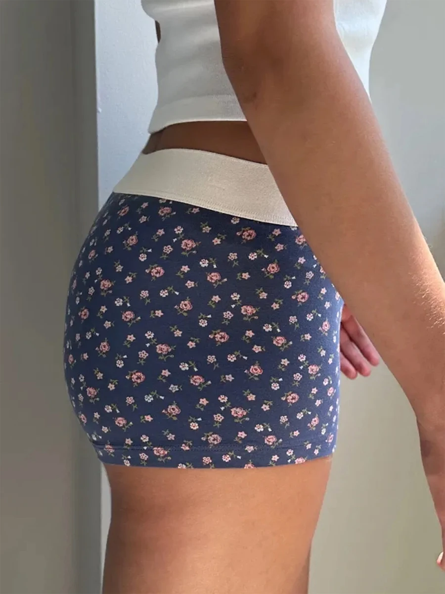 Pantalones cortos de pijama cómodos para mujer, pantalones de salón elásticos con botones y estampado floral, pantalones de pijama elásticos para dormir para dormir
