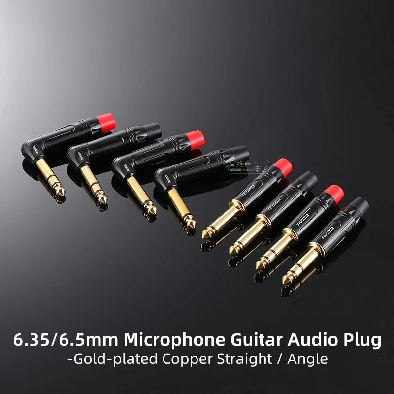 

6.35/6.5 TS Mono TRS Stereo 2/3Core Welding Plug Guitar Cable Musical Instrument Audio Microphone Cable Straight Head Elbow Plug