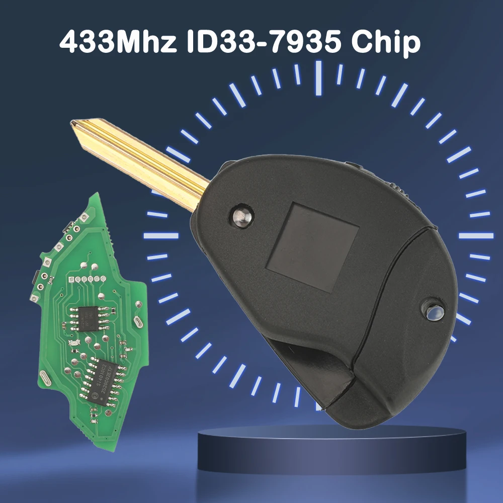 Jingyuqin 433Mhz ID33-7935 Chip Flip Control remoto de llave de coche para Citroen Xsara Xantia Jumpy Peugeot Expert 306 Fiat Scudo 2 botones