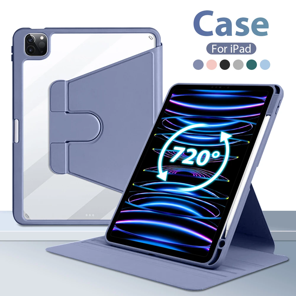 Case For Ipad Pro 12.9 6th 12 9 10 9th 10th Generation 10.9 11 4th Mini 6 Air 5 4 3 2021 7th 8th 10.2 360° Rotating Cover Funda