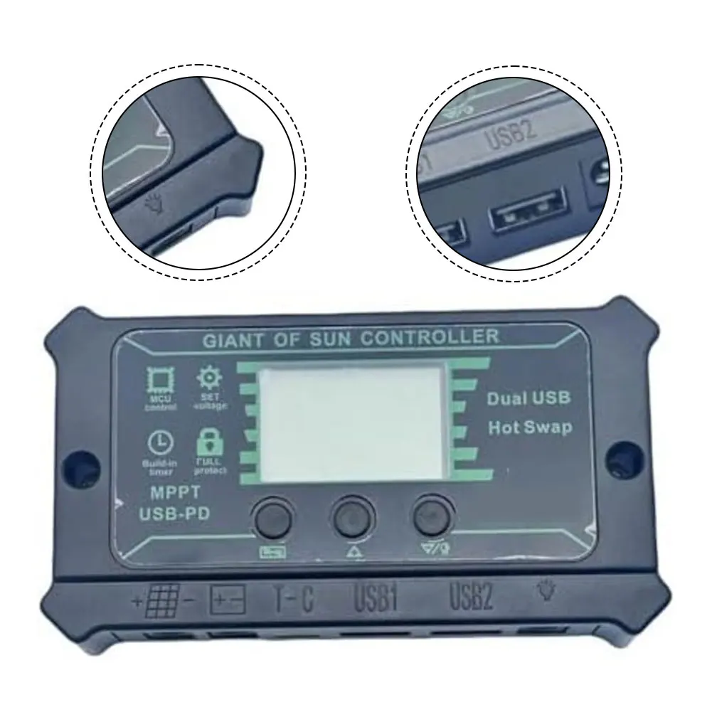 10A-40A MPPT Solar Charge Controller Dual USB DC Port Intelligent LCD Display For Acid Lithium Battery Panel Regulator