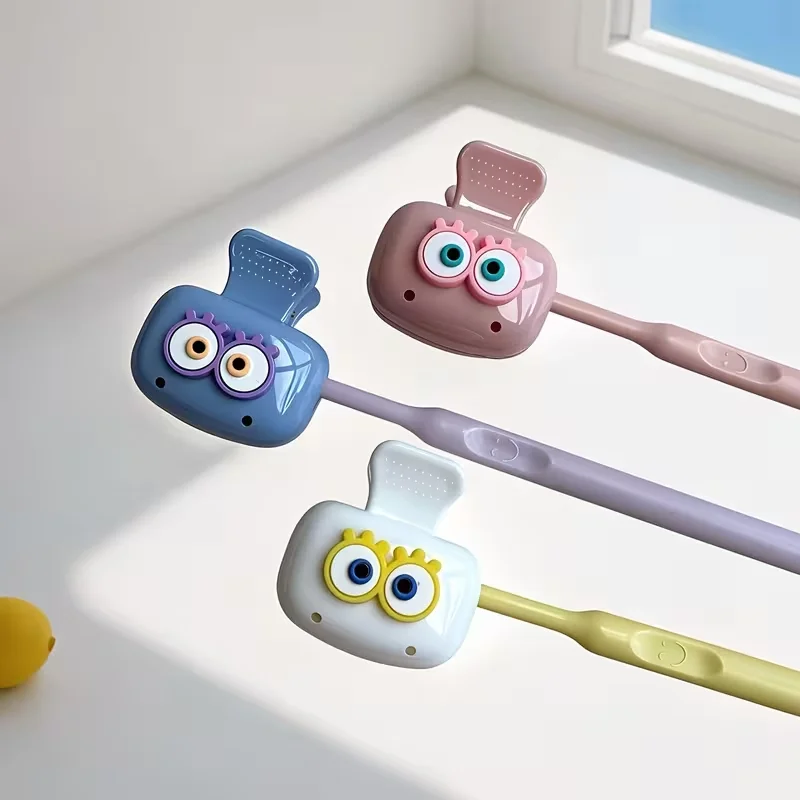 3 pieces of cute eye-shaped toothbrush holders - Dopamine color travel set, dust-proof toothbrush cover