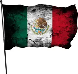 Vintage Mexico American Friendship Flag Outdoor Mexican Us Flag Banner Garden Flag Outside Decor Yard Brass Buttonhole Adults