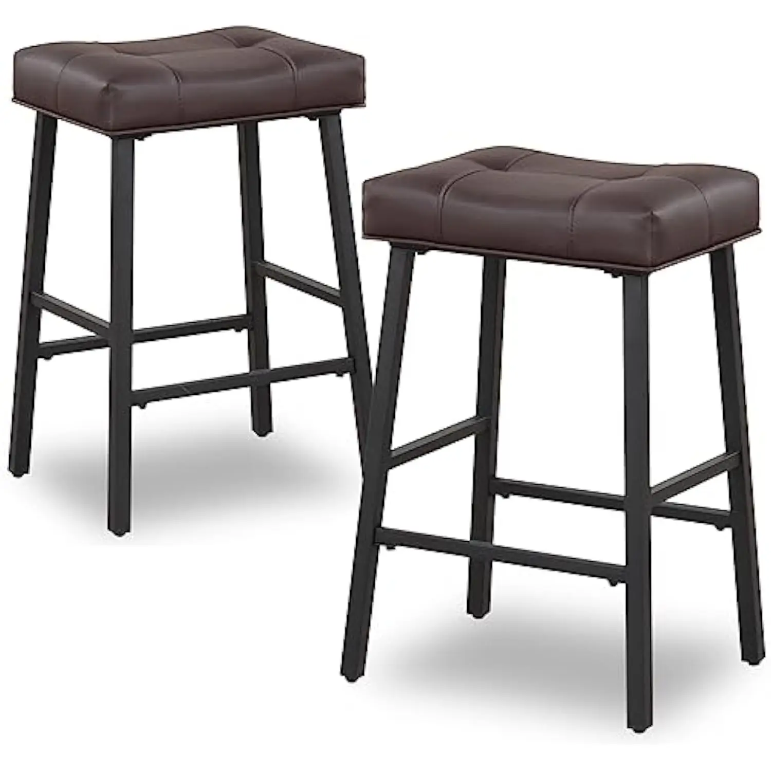 

Bar Stools Set of 2, Kitchen Counter Height Saddle Bar Stools with Faux Leather Seat Padding, Breakfast Kitchen Stools for Kitc