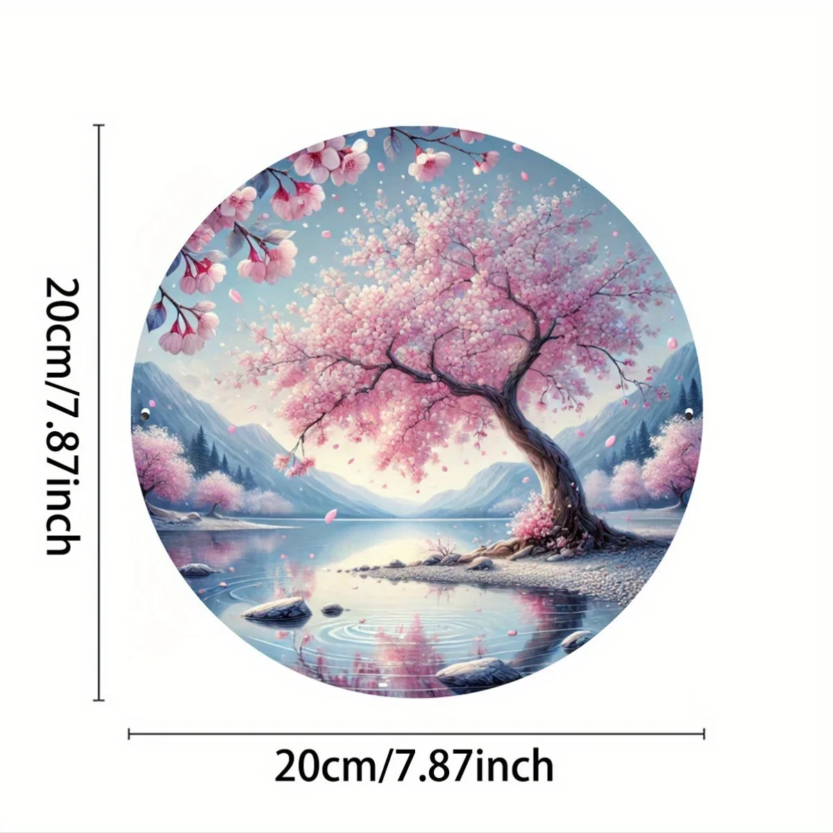 [مسطح 21D] قطعة واحدة، طباعة مسطحة ثنائية الأبعاد، نمط شجرة زهر الكرز، 7.87 × 7.87 بوصة (20 × 20 سم)، مناسبة للمطاعم والحانات والقهوة