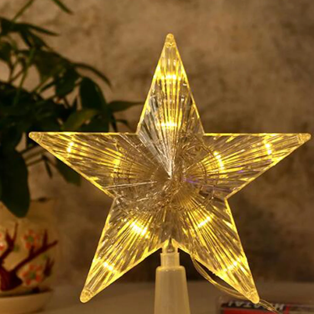 

2pcs Christmas Tree Star Shaped LED Decoration 10 Colorful 30 Warm White Lighted Treetop for DIY Holiday
