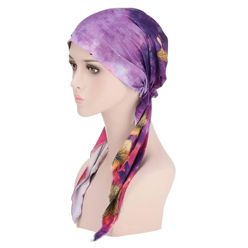 Hijabs musulmanes con estampado Floral para mujer, pañuelo para la cabeza preatado, gorro elástico con borla, accesorios para el cabello