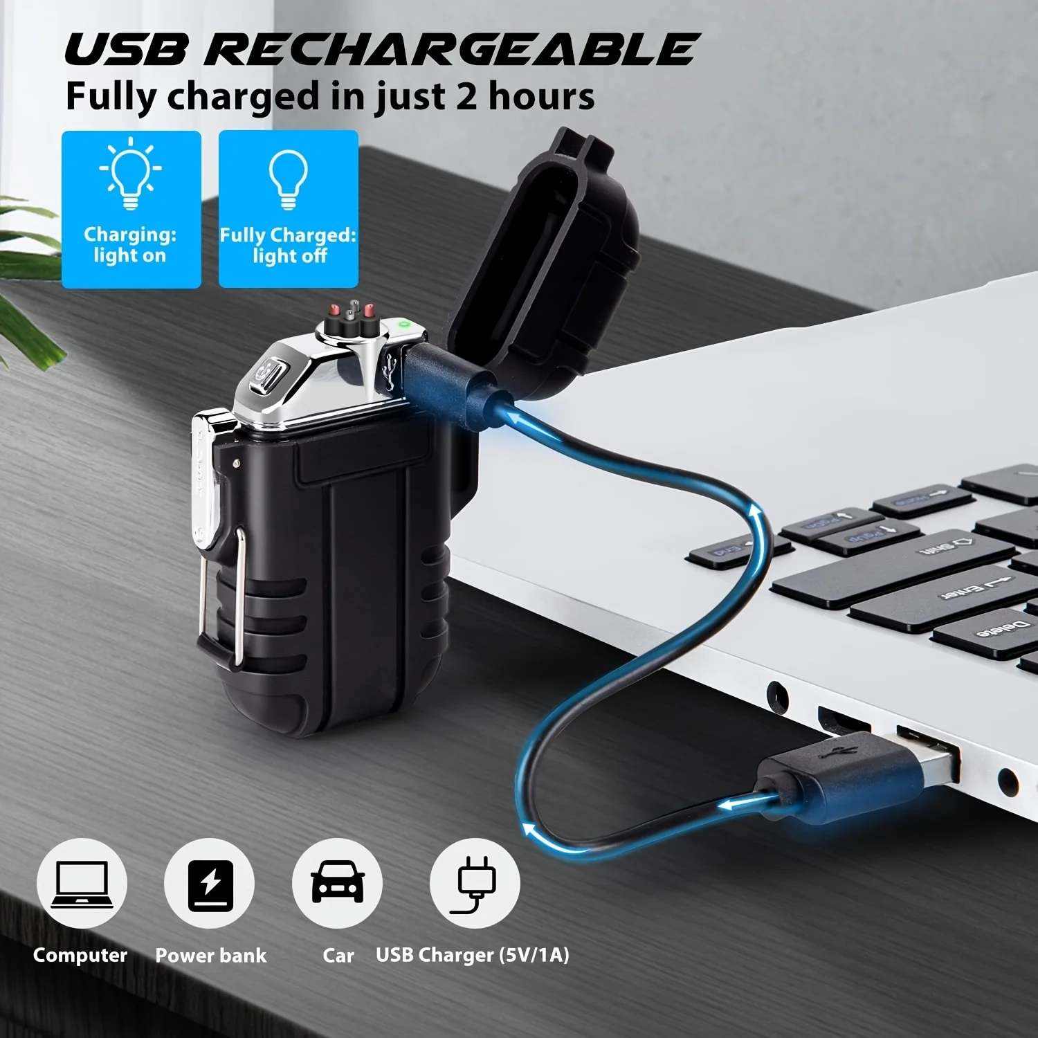 

Double Electric Arc Lighter USB Rechargeable Flameless Plasma Arc Windproof Lighters For Outdoor Camping Hiking Survival Gifts