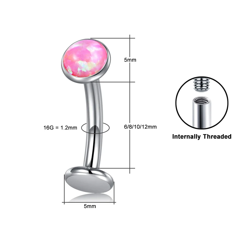 Women's ASTM F136 Titanium Belly Button Ring with Opal