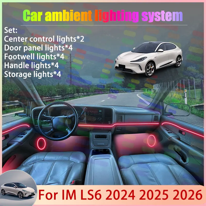 

Для IM LS6 2024 2025 2026 MG IM6 2/24 в 1, автомобильная атмосферная лампа, абажур RGB, ансамбль, стример, атмосферный набор, автоаксессуары