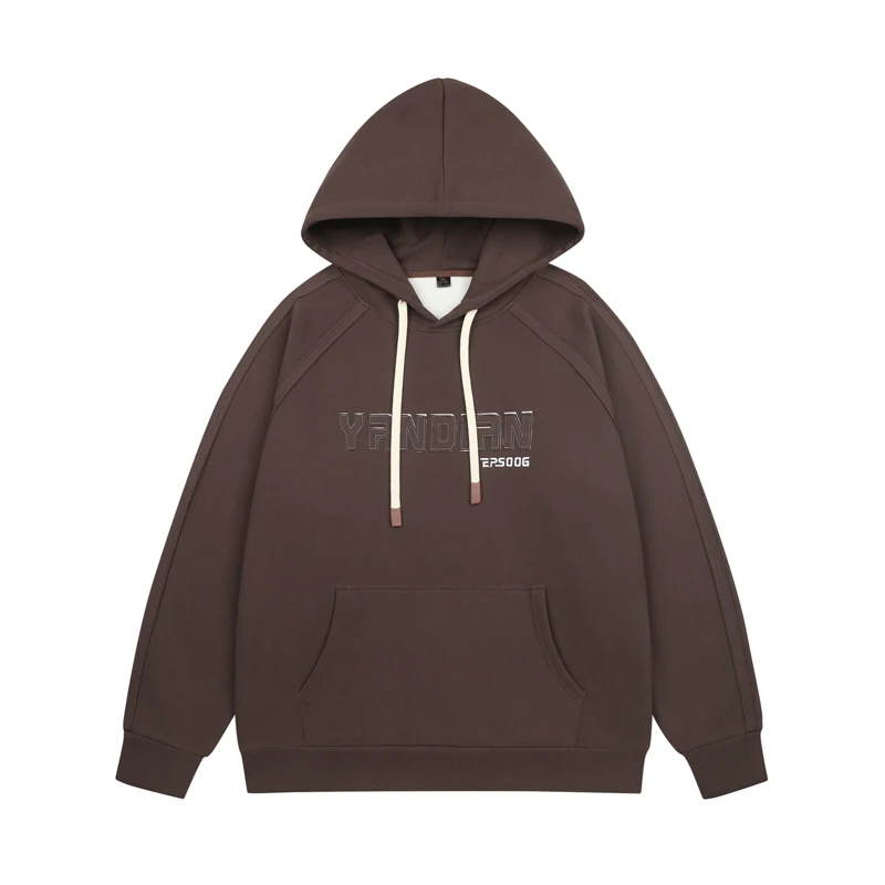 

Elena Store New Season Hoodies Men Sweatshirts Flock Printed Embroider Logo Loose Hooded Sweater Oversized Hoodies