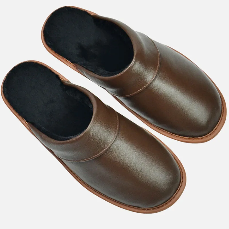 Genuine Cow Leather Linen Slippers Homes In Indoor Cotton Slippers Spring Autumn Men Women Elderly Non-slip Casual Single Shoe