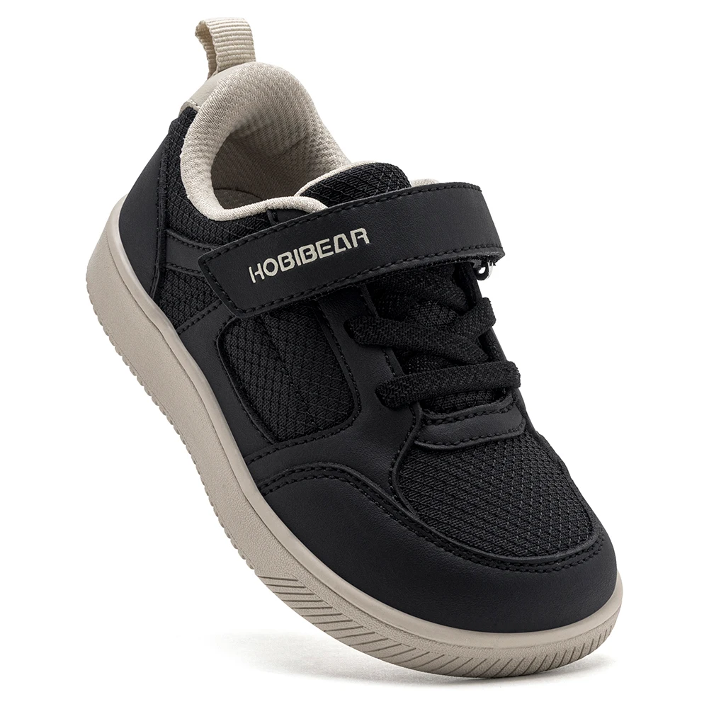 HOBIBEAR Kleinkinder-Schuhe mit breiter Zehenpartie, Klettverschluss, minimalistische Turnschuhe, leichte Wanderschuhe aus Kunstleder und Mesh – Detail 8
