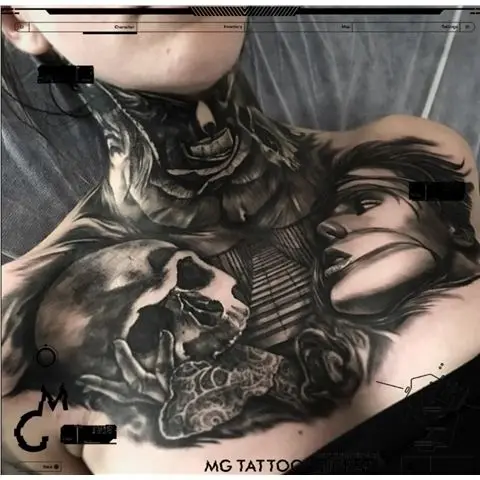 Tatuagem Falsa Impermeável do Crânio, Tatuagem Durável para Mulheres e Homens, Etiqueta de Arte no Peito, Esqueleto Punk, Tatuagens Temporárias, Temporales