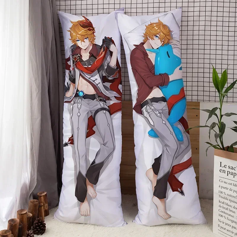 כרית אנימה מקרה של Genshin השפעה ajax childe tartaglia dakimakura צד כפול הדפסה מחבקת הגוף כרית כיסוי otaku