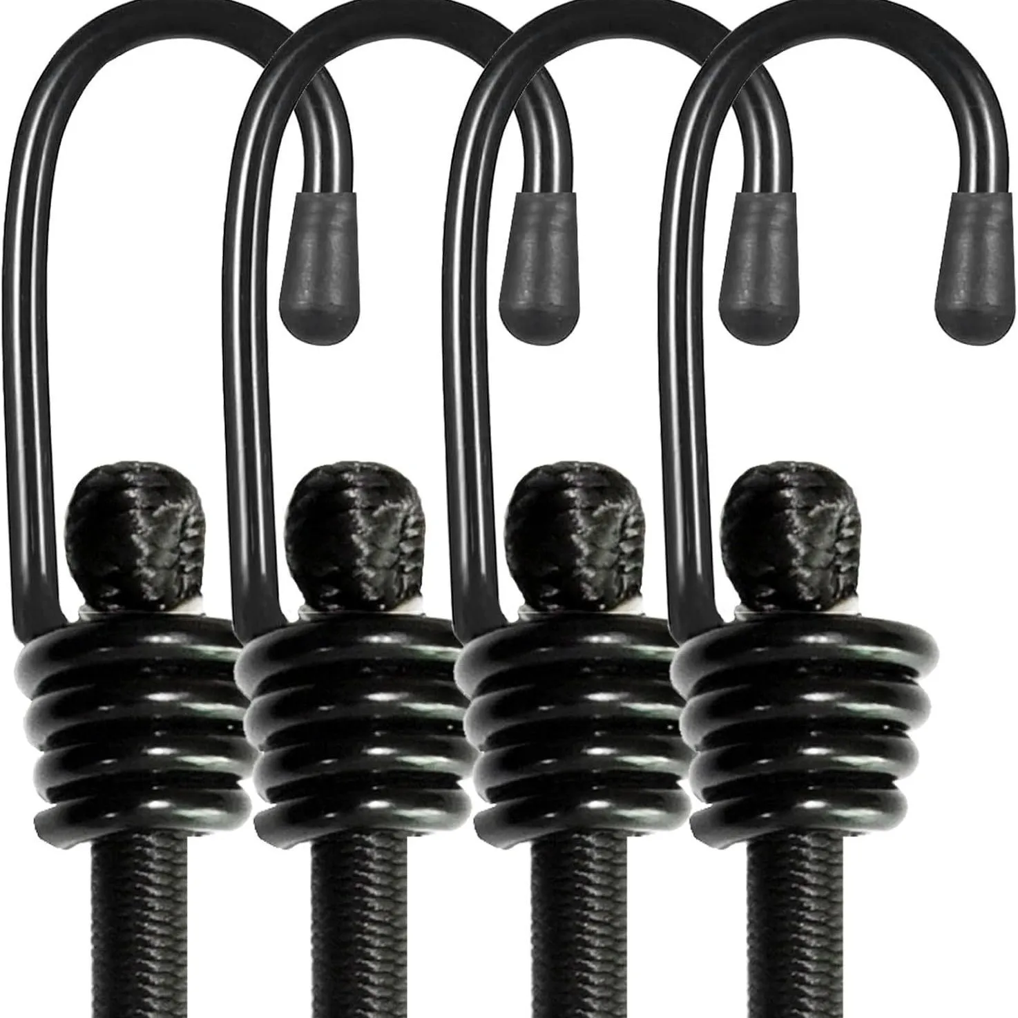 4Pcs Bungee Cords with Hooks Includes 45cm 60cm 75cm 90cm Outdoor Elastic Bungee Straps for Securing Tarps Luggage Tents Bikes