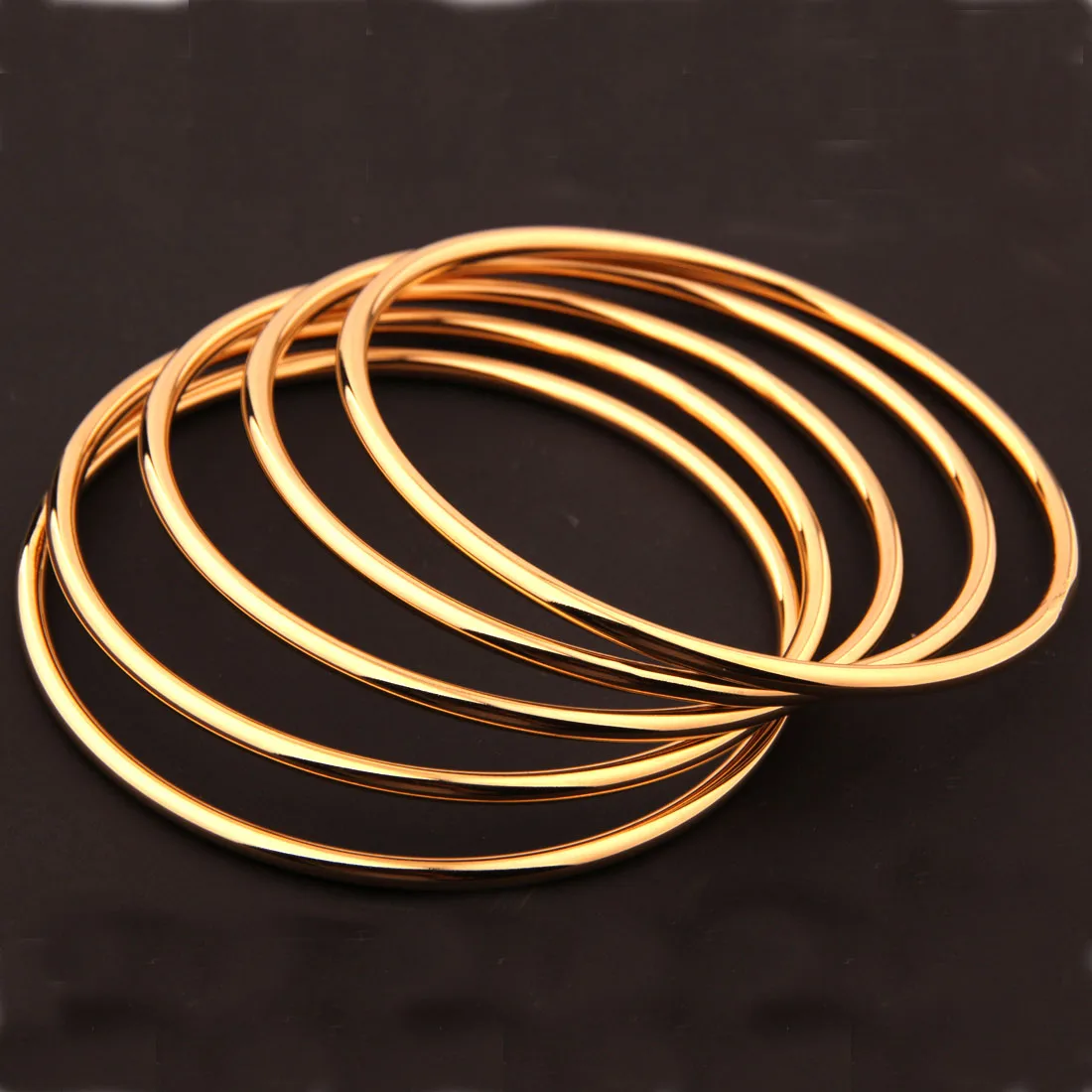 5pcs/Set High quality Gold Plated 316L Stainless Steel Luxury Round Womens Bangle Bracelet