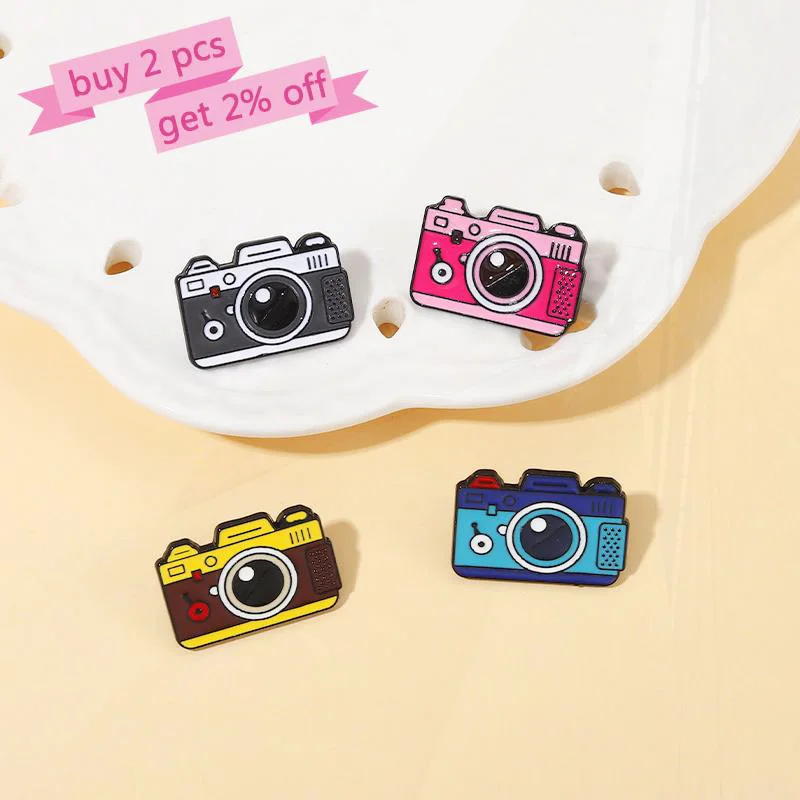 Badges Cartoon Travel Outdoors Jewelry Gift for Kids Friends 4 Styles Camera Enamel Brooch Custom Pines Lapel