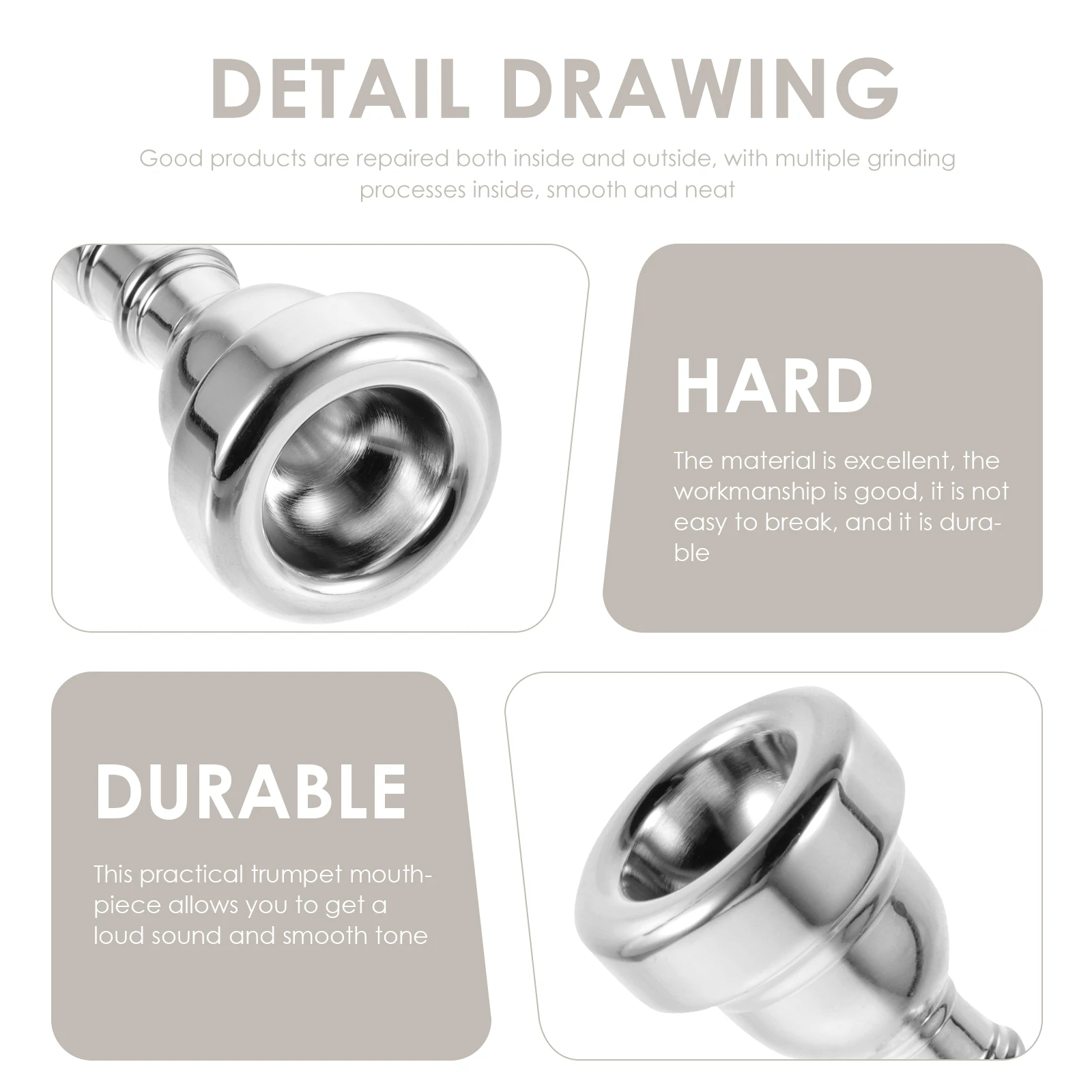 

Silver Plated Mouth Trumpet Accessories Instrument Mouthpiece Replacement for Musical Instruments Brass Mouthpieces