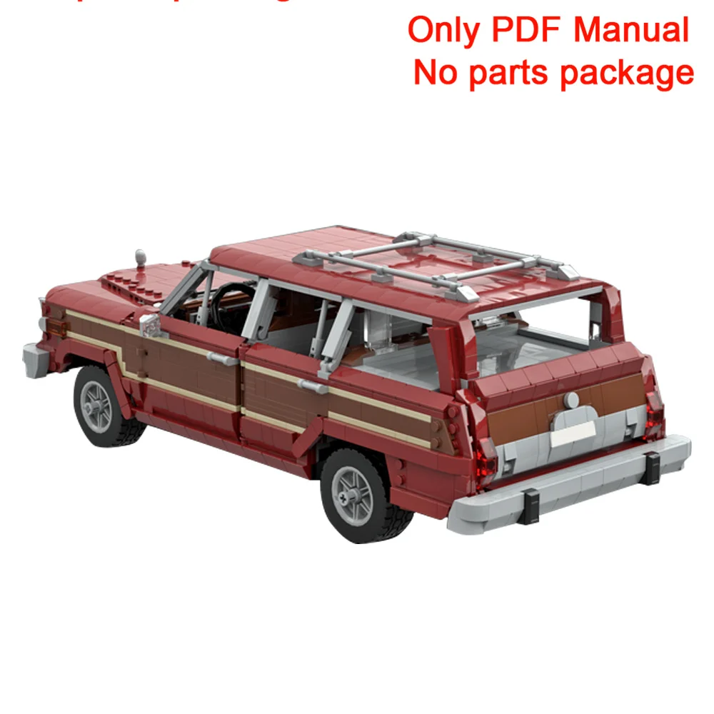 MOC-Blocos de Construção do Jeep Grand Wagoneer, Carro Branco, PDF Manual, Lista de Peças, Apenas Manual PDF, Sem Peças