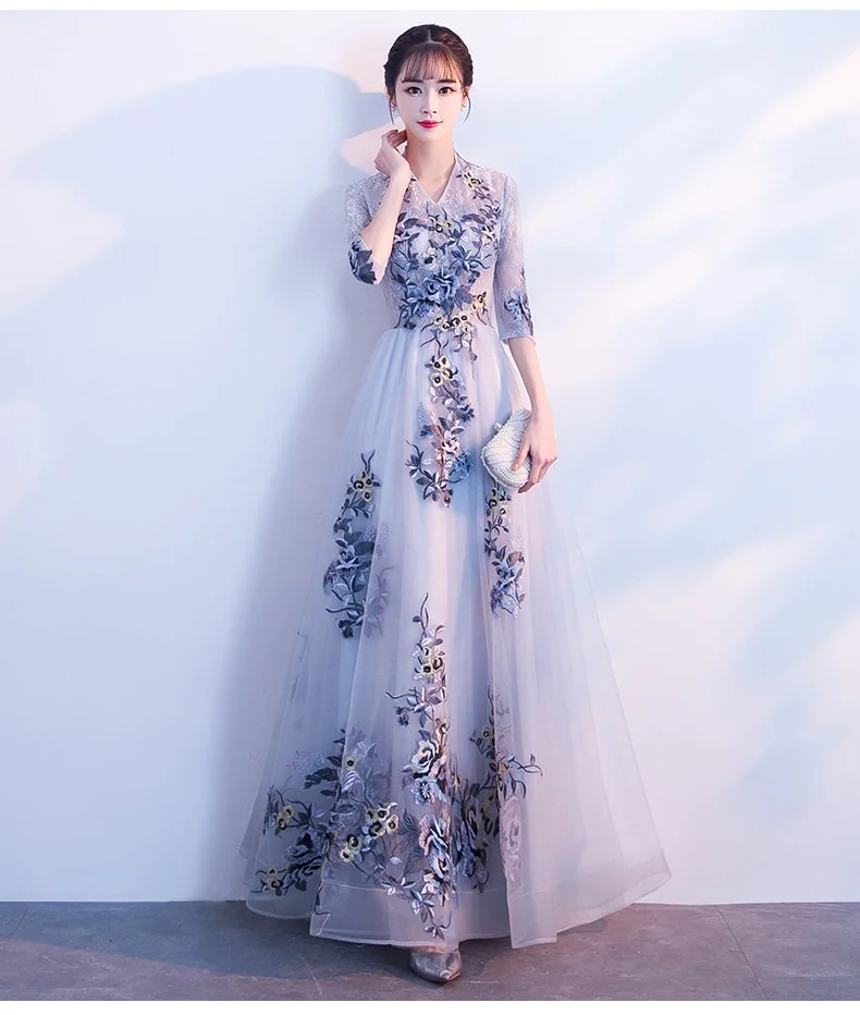 Evening dress woman autumn new banquet Xianqi elegant long dress atmosphere elegant annual meeting host banquet dress