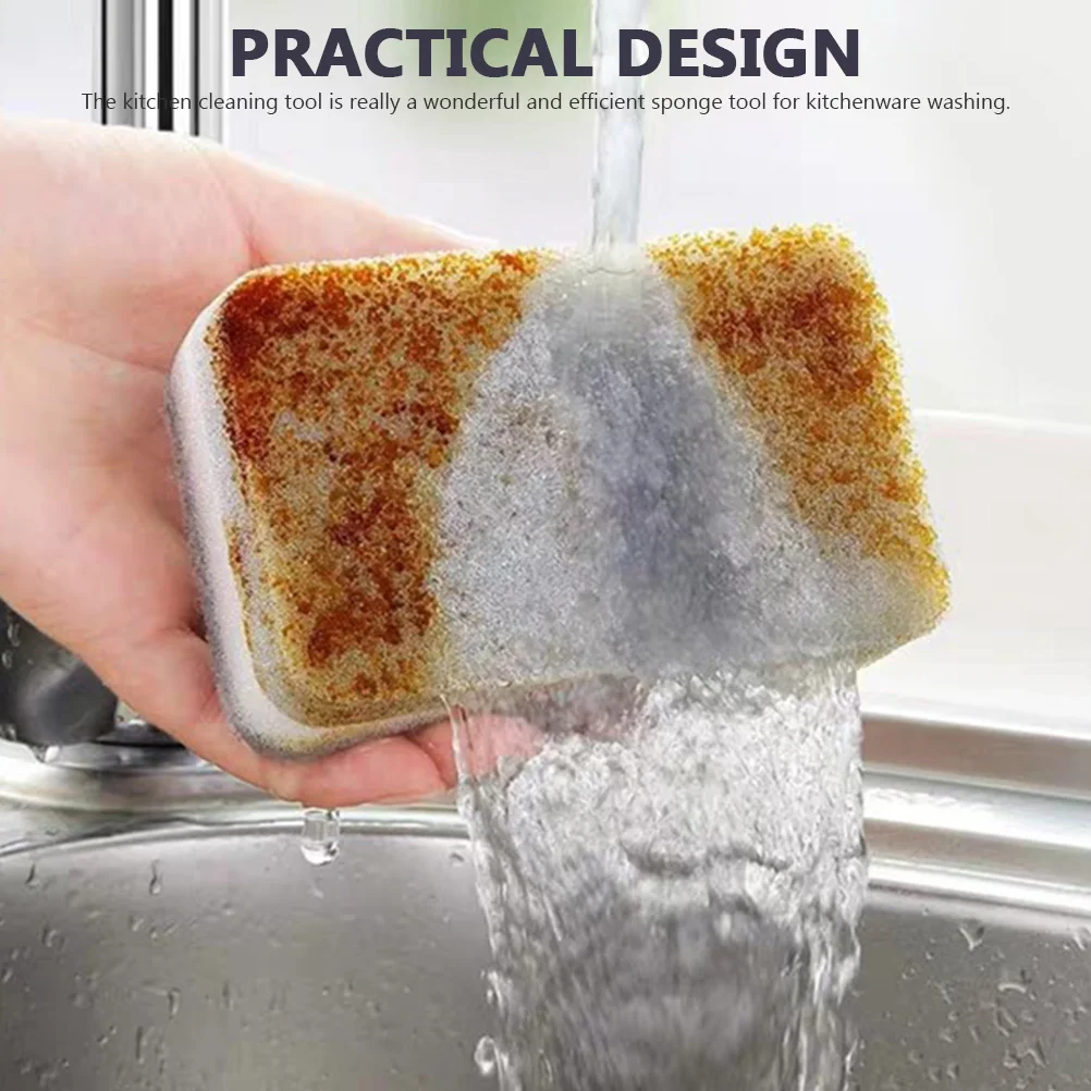 

10pcs Grey Powerful Scouring Pads Kitchen Sponge Reusable for Dishes Pots Sinks Cleaning Tools Dish Washing Efficient Scrubbing