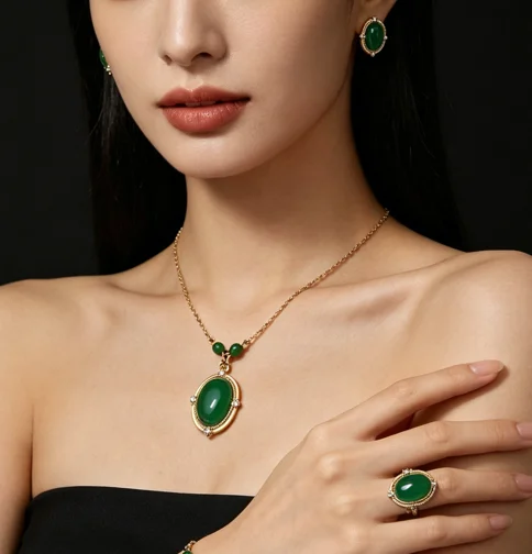 2026 hot sale, emerald pearl pendant necklace Bridal Jewelry not fade  Jewelry Sets For Wome Earrings/Pendant/Necklace/Rings view 4