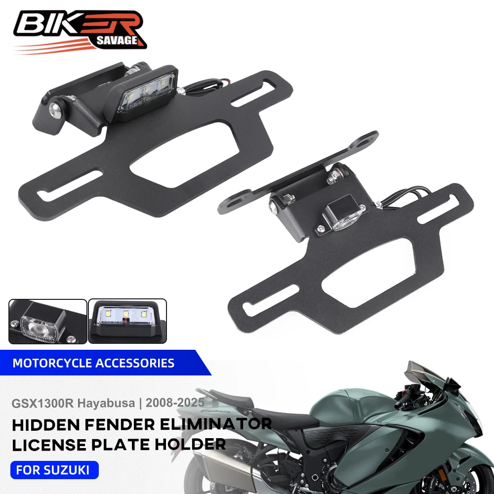 

HAYABUSA 2025 Motorcycle License Plate Holder For SUZUKI GSX1300R 2008 Tail Tidy Fender Eliminator Kit with LED Light Bracket