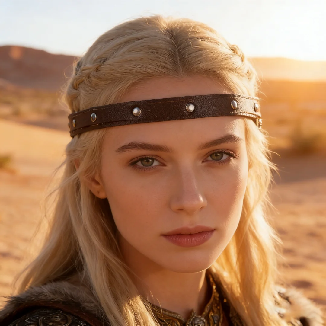 Medieval Headband PU Leather Embossed Pattern Hairband for Role Play Games and Costume Events Adult Dress Up Props