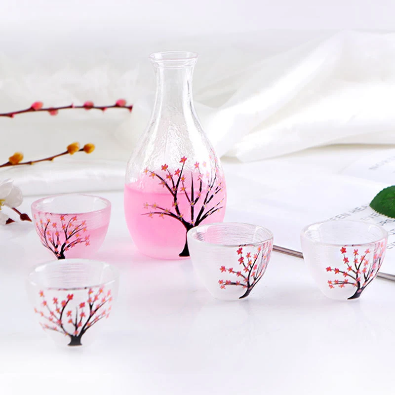 Frosted Fingerprint Wine Glass Set, Creative Wine Glass Set,  Hand-painted Plum Blossom, Glass Including Wine Warm