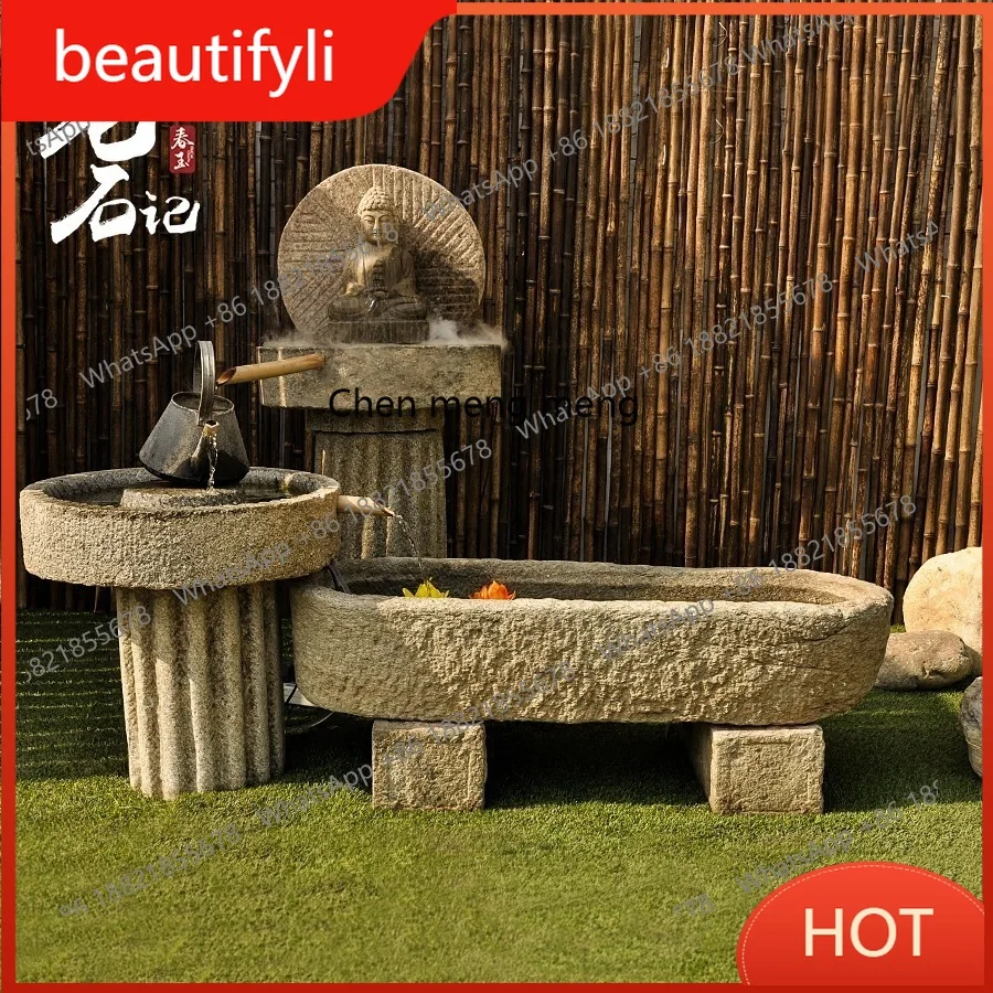 

A139 Old stone trough courtyard flowing water landscape yard ornament outdoor fish stone tank old stone sink