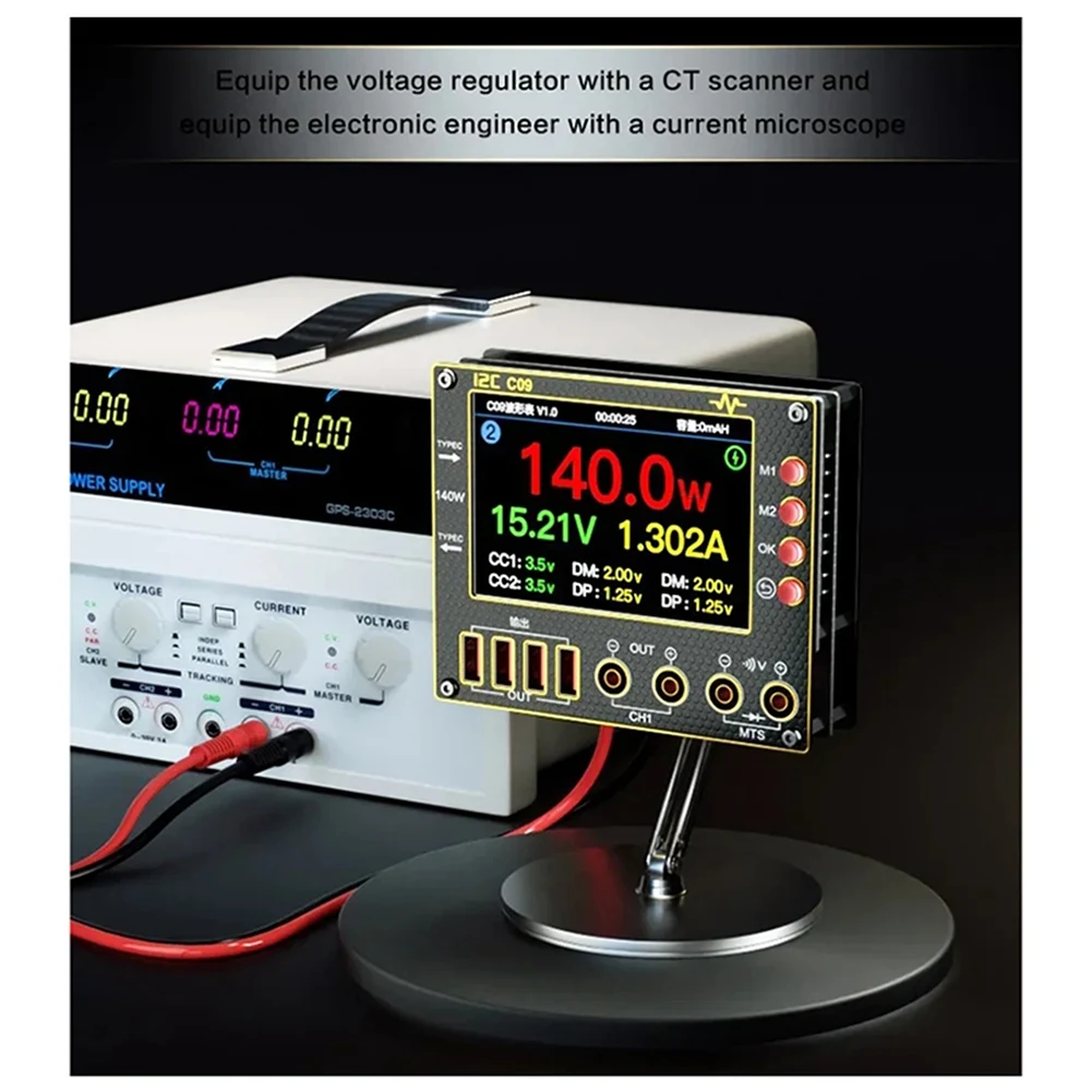 

【24 Hours Sale】I2C C09 Waveform Ammeter 0-40V Input Dual Channel Voltage Current Tester 4 Inch Fast Diode Scaning Measurement Te