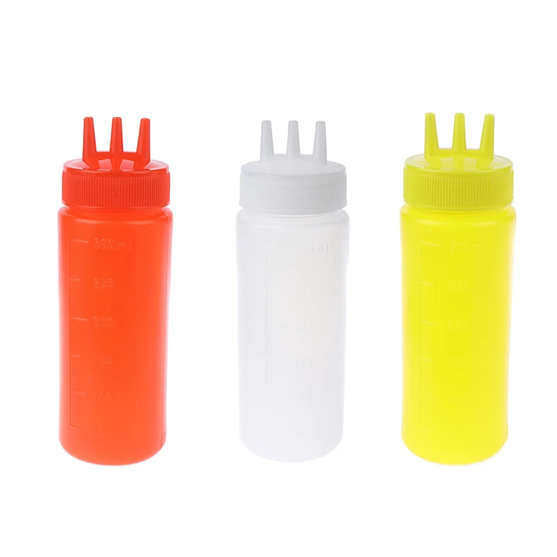 Squeeze Bottle 3 Holes Tomato Mustard Bottle Condiment Dispenser Sauce Vinegar Ketchup Cruet Sauces Container Sauce Bottle