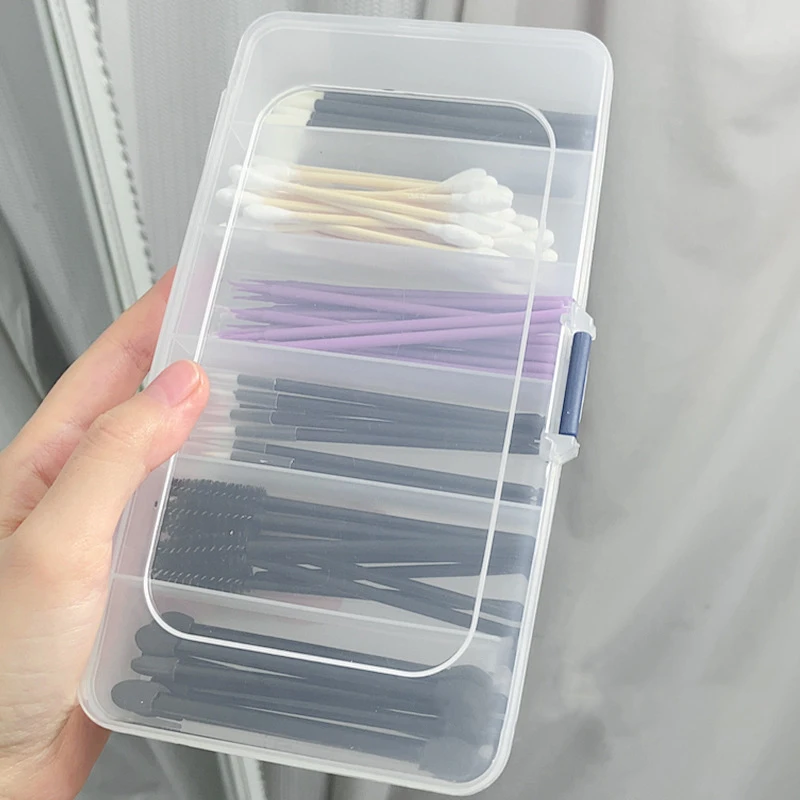 Boîte de rangement pour outils d'extension de cils, boîte à compartiment transparente, boîte de rangement à 6 grilles pour outils de maquillage, organisateur Portable (vide)