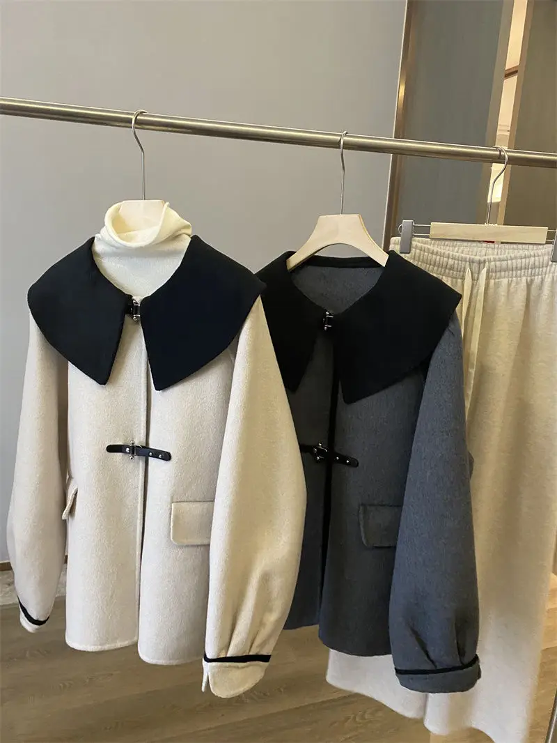 Cappotto di lana da donna giacche Blazer cardigan corto cappotto invernale vestiti in stile coreano capispalla retrò Y2K abbigliamento femminile top