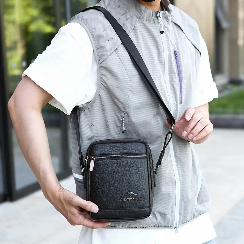 Lightweight Commuter Bag with Multiple Pockets Brand Men's Business Casual Top-Grain Leather Crossbody Bag Cowhide shoulder bag