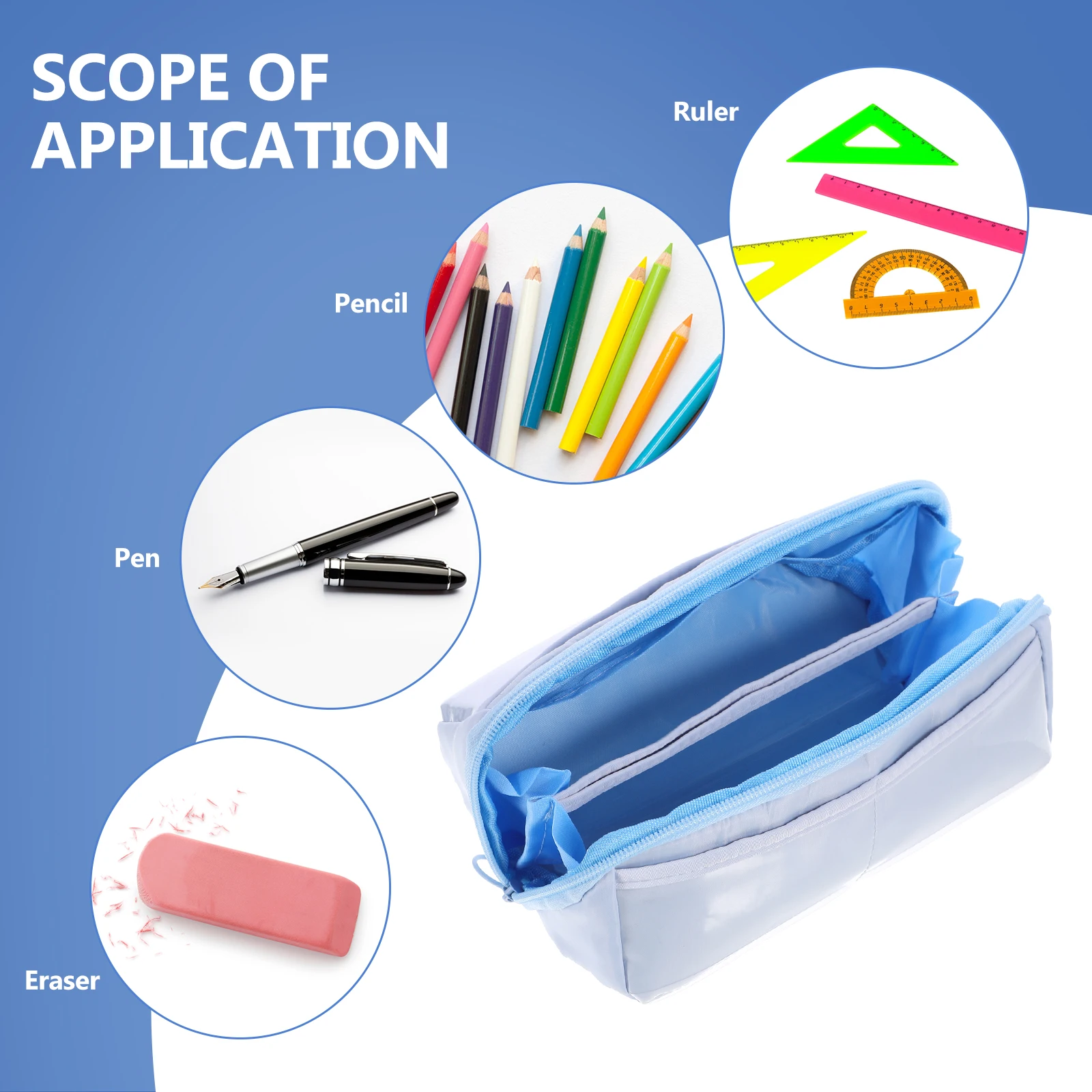 

Ten layer Pen Storage Bag Pencil Large Pencil ganizer Bag Clear Blue Portable Pen ganizer Stationery Storage Case