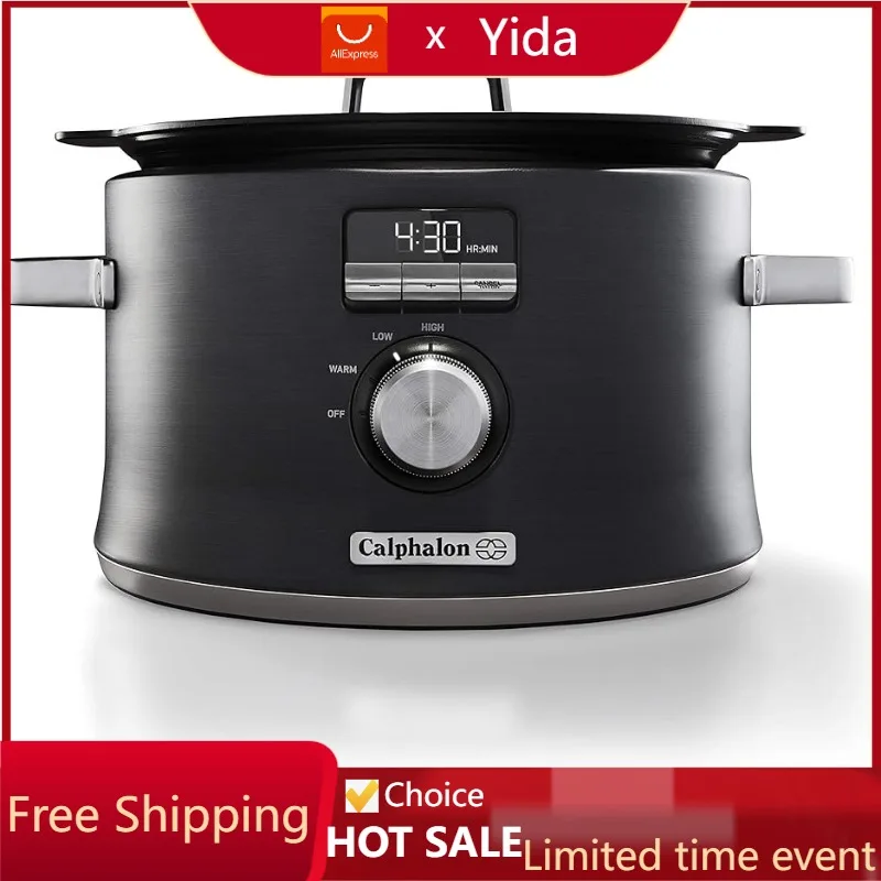 

Calphalon Slow Cooker with Digital Timer and Programmable Controls, 5.3 Quarts, Stainless Steel