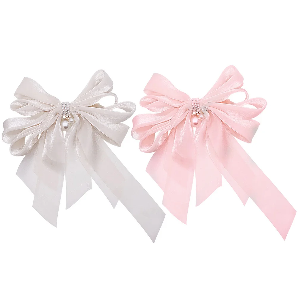 

2pcs Pearls Back Big Bow Hair Bows For Women Barrettes Women Girls Elegant Hair Accessories For Party Banquet Birthday