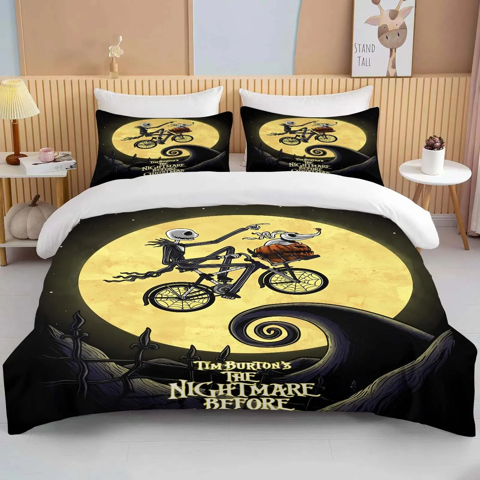 Disney comforter sets, Jack Sally Bedding Set Nightmare Pre-Christmas Boy Girl Duvet Cover Pillowcase Gift Home Bedroom