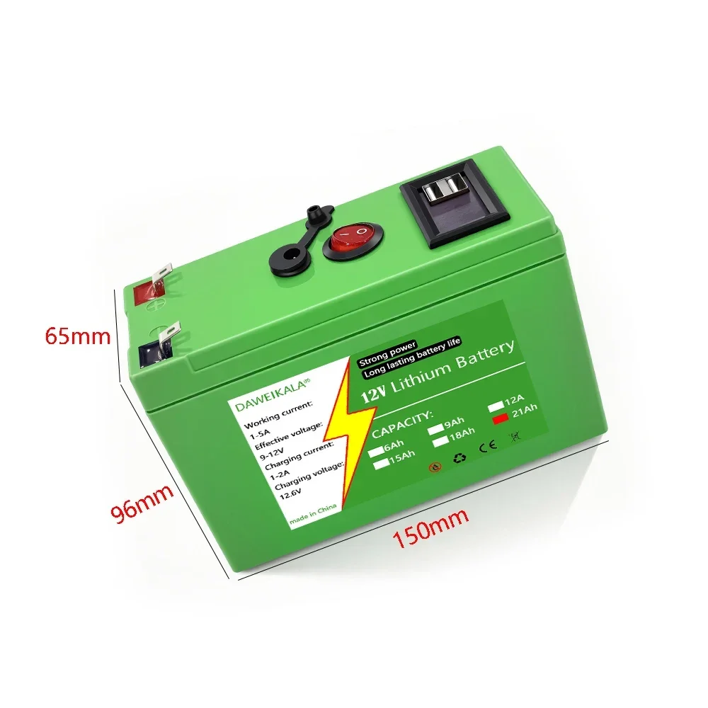 12V Battery 9Ah-21Ah 18650 Lithium Rechargeable Battery Pack for Sprayer Kid's Electric Toy Cars Audio Scale toy go-kart