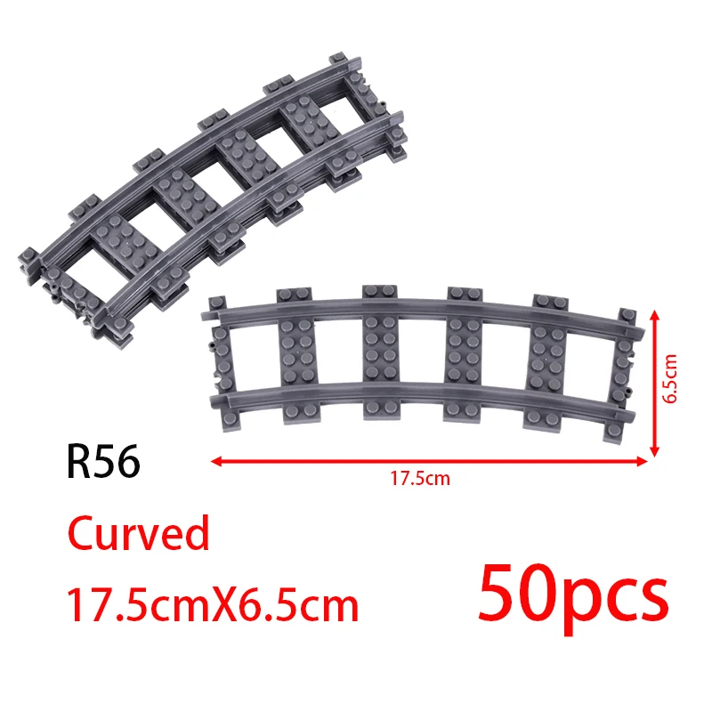 MOC Stad Baksteen Schakelaar Cross Gevorkte Gebogen Rails Bouwsteen Trein Rail Curve Tracks R56 R72 R88 R104 Creatieve DIY Speelgoed