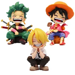 13cm Anime Figure One Piece Monkey D Luffy Roronoa Zoro Kawaii Toys Q Figural Nendoroid Car Decoration PVC Model Gift