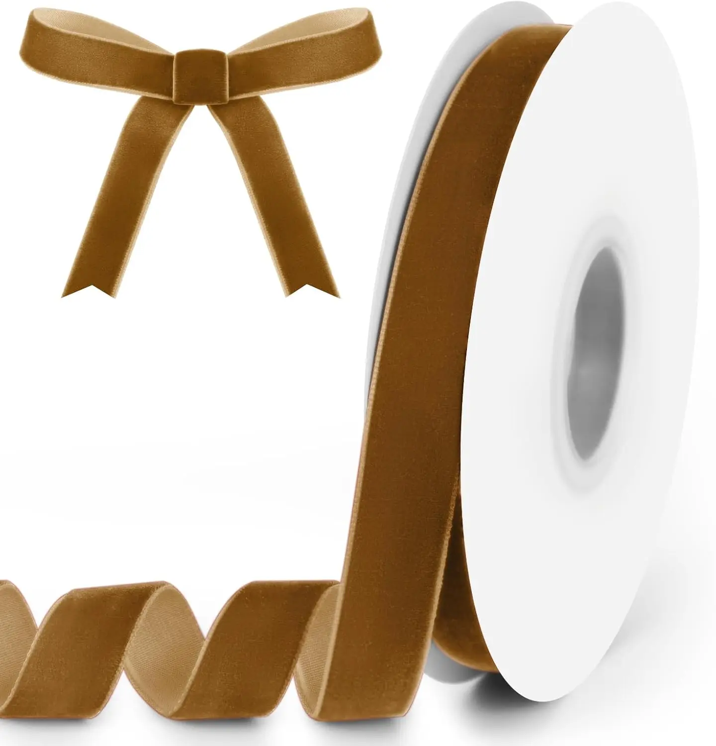 

5/8" x 10 Yards Velvet Ribbon, Vintage Single Face for Gift Wrapping, Wedding Decor, Sewing (Khaki)