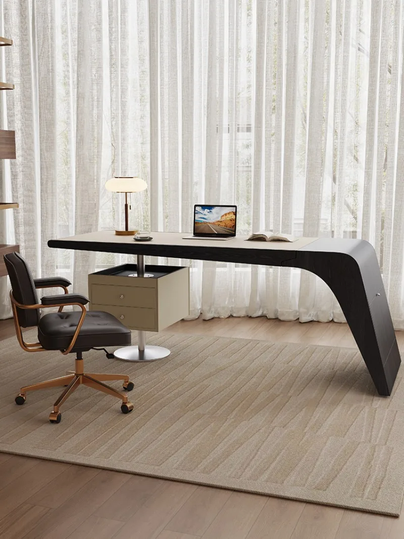 Italian light luxury solid wood desk home fashion high-end saddle leather desk writing desk modern