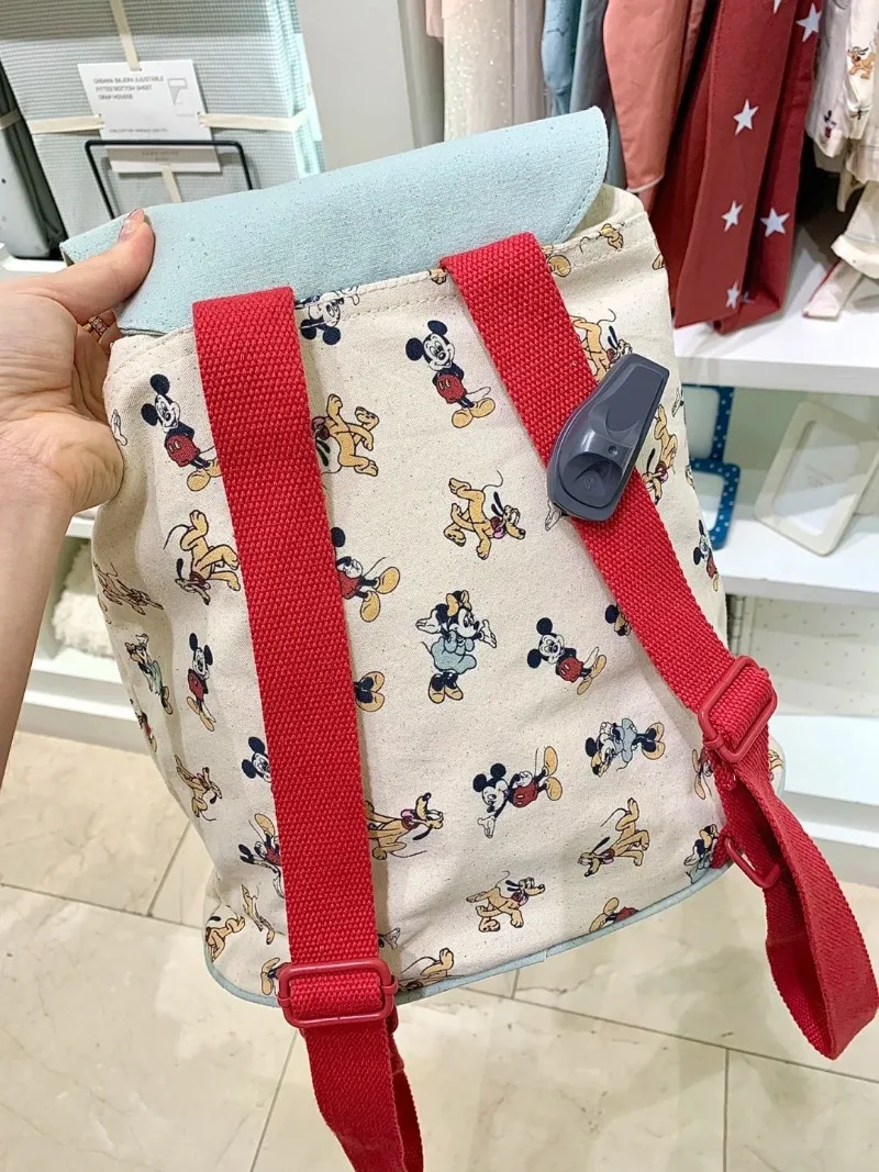 Disney New 2024 Design Mickey Drawstring Pocket Lightweight Drawstring Cartoon Cute School Bag Elementary School Backpack