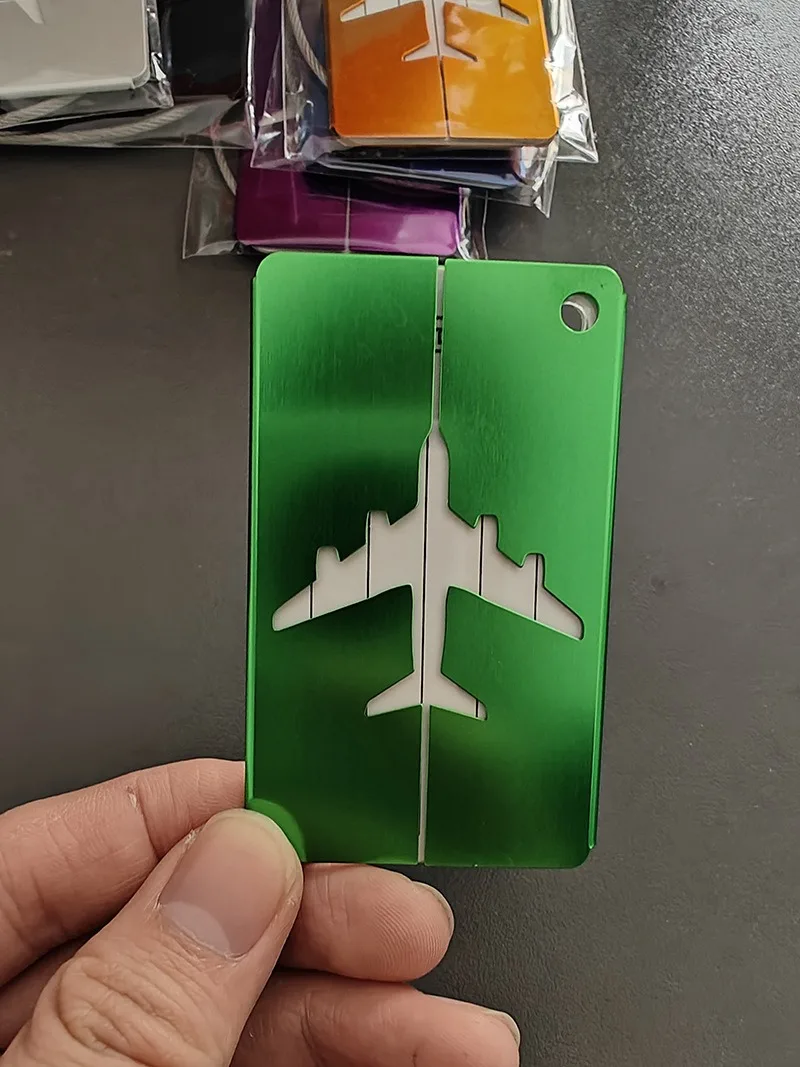 Reisegepäckanhänger aus Aluminiumlegierung, Kofferanhänger, Flugzeug mit Namen, Anti-Verlust, einfarbiges Reisezubehör – Detail 11