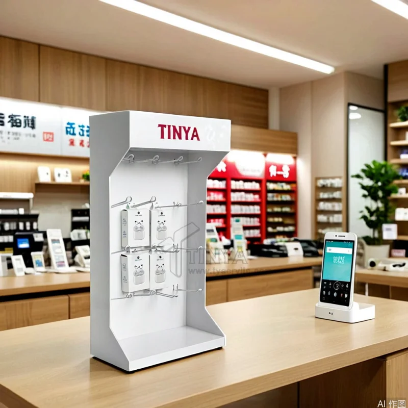 Custom.2025 اتجاهات جديدة خزانة عرض الهاتف الخليوي الاكريليك مع السنانير #3